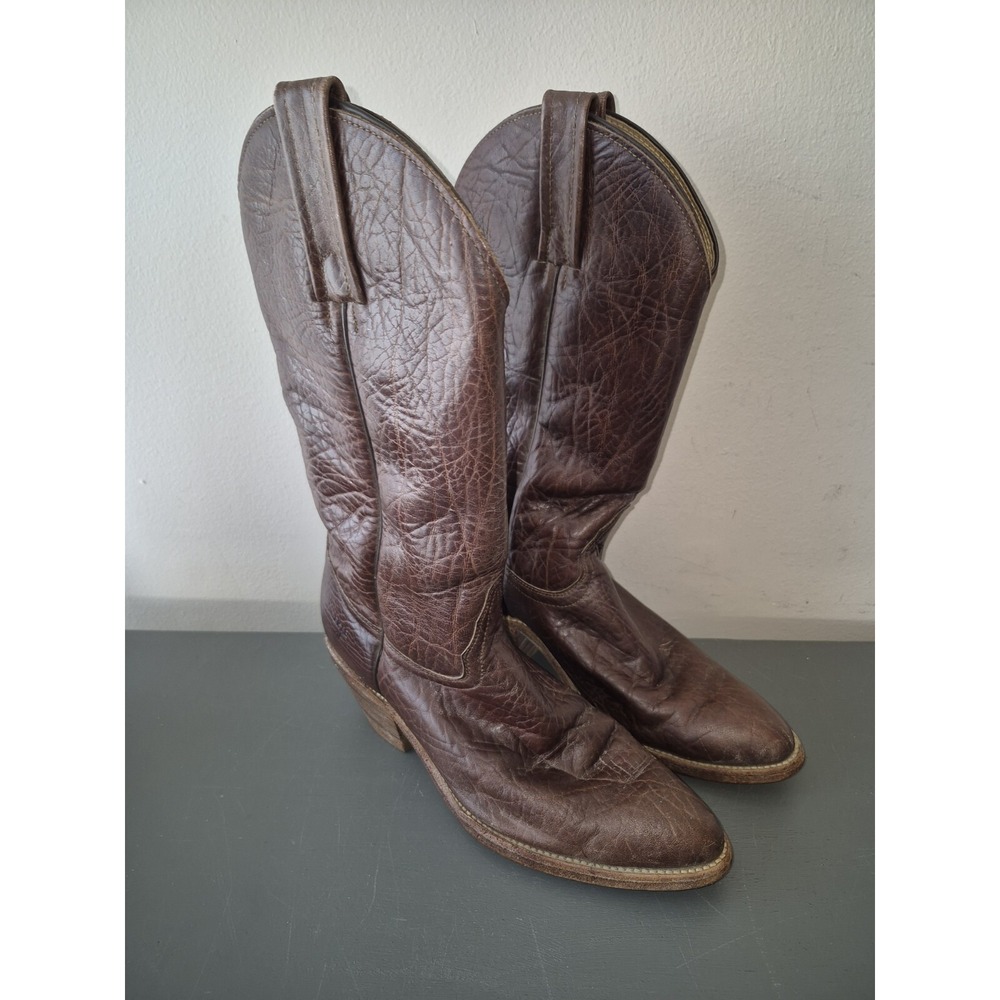 Frye Boots Mens 9 D Brown Leather Western Cowboy Rodeo Made in USA 3239 Rare